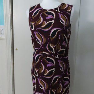 Ann Taylor Maroon, Yellow Sheath Dress, Size 8